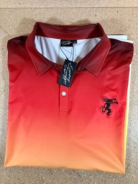 NWT Sunday Swagger Golf Polo Ombre Red Orange Performance Stretch Men's Size 4XL